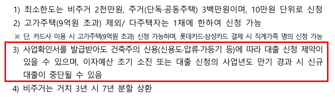 그린리모델링 대출 신청제약사유 - 건축주 신용도